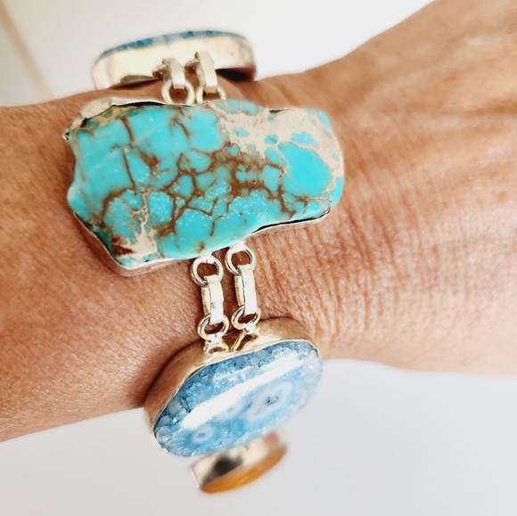 Variscite Quartz and Topaz bracelet - Picture 1 of 6